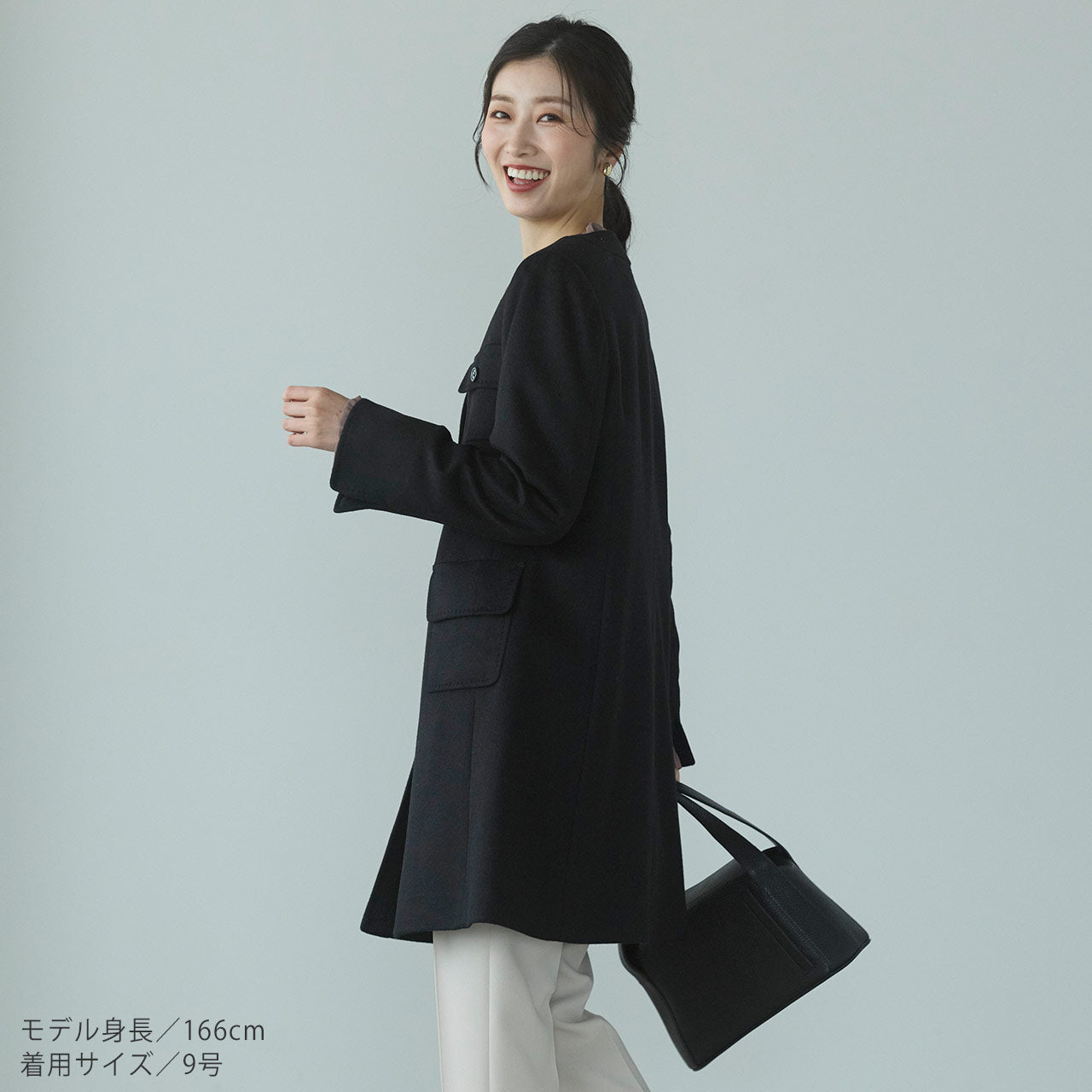 フィローモ Filomo [Filomo] カシミヤコート ノーカラー Aライン レディース （ブラック） ブラック