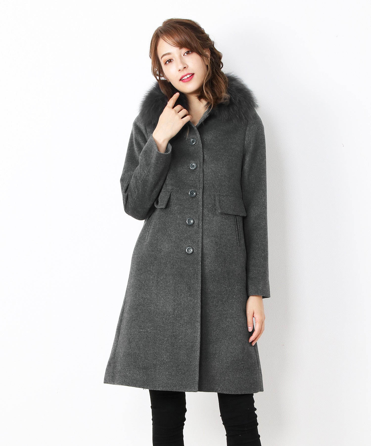 Filomo [Filomo] Women's Stehkragen Coat with Fur wool