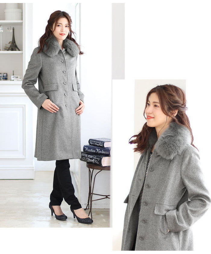 Filomo [Filomo] Women's Stehkragen Coat with Fur wool