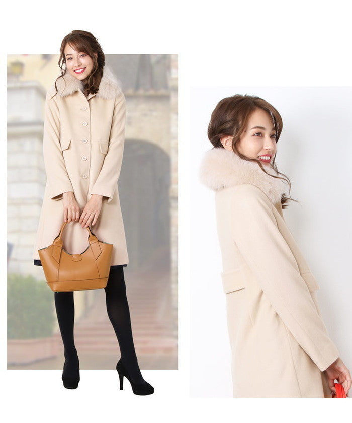 Filomo [Filomo] Women's Stehkragen Coat with Fur wool