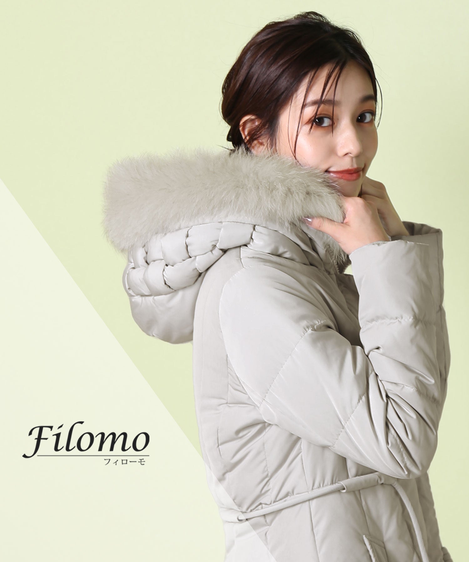 フィローモ Filomo [Filomo] ダウンコートブルーフォックス付き