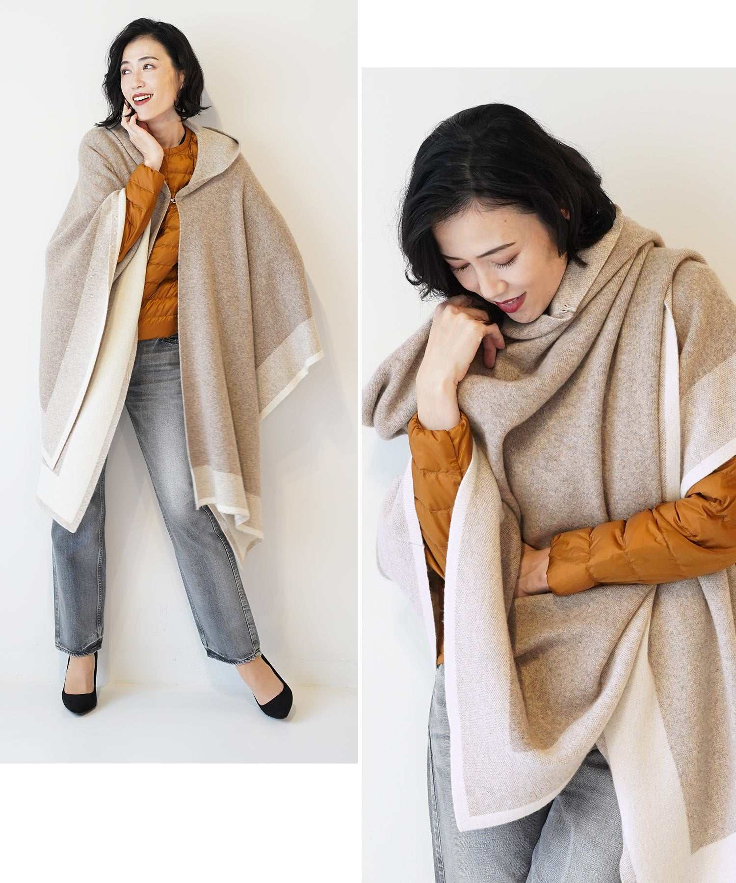 フィローモ Filomo [Filomo]カシミヤブレンドウールニットケープ