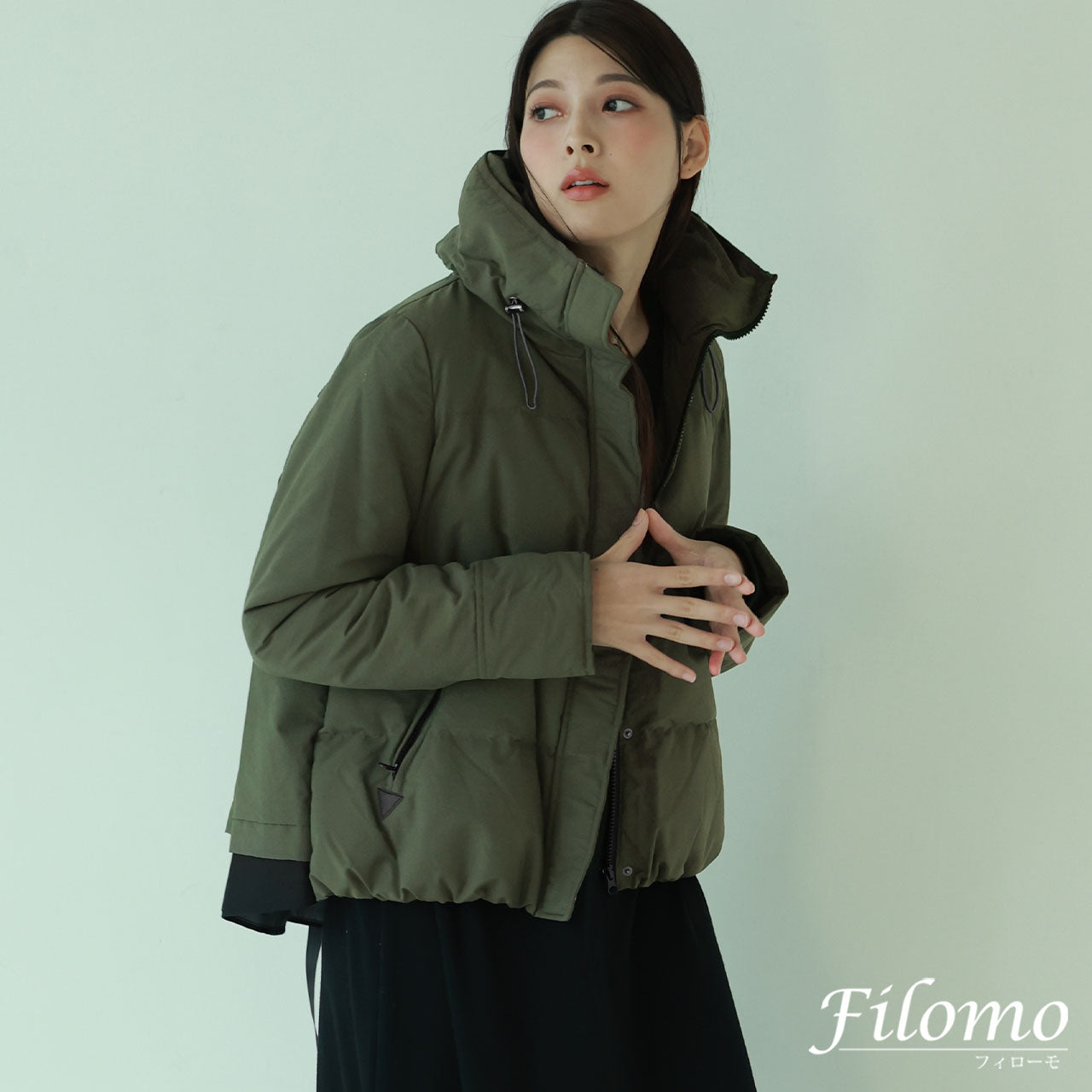 フィローモ Filomo [Filomo]ダウン80%バックフレアデザインダウンジャケット （カーキ） カーキ