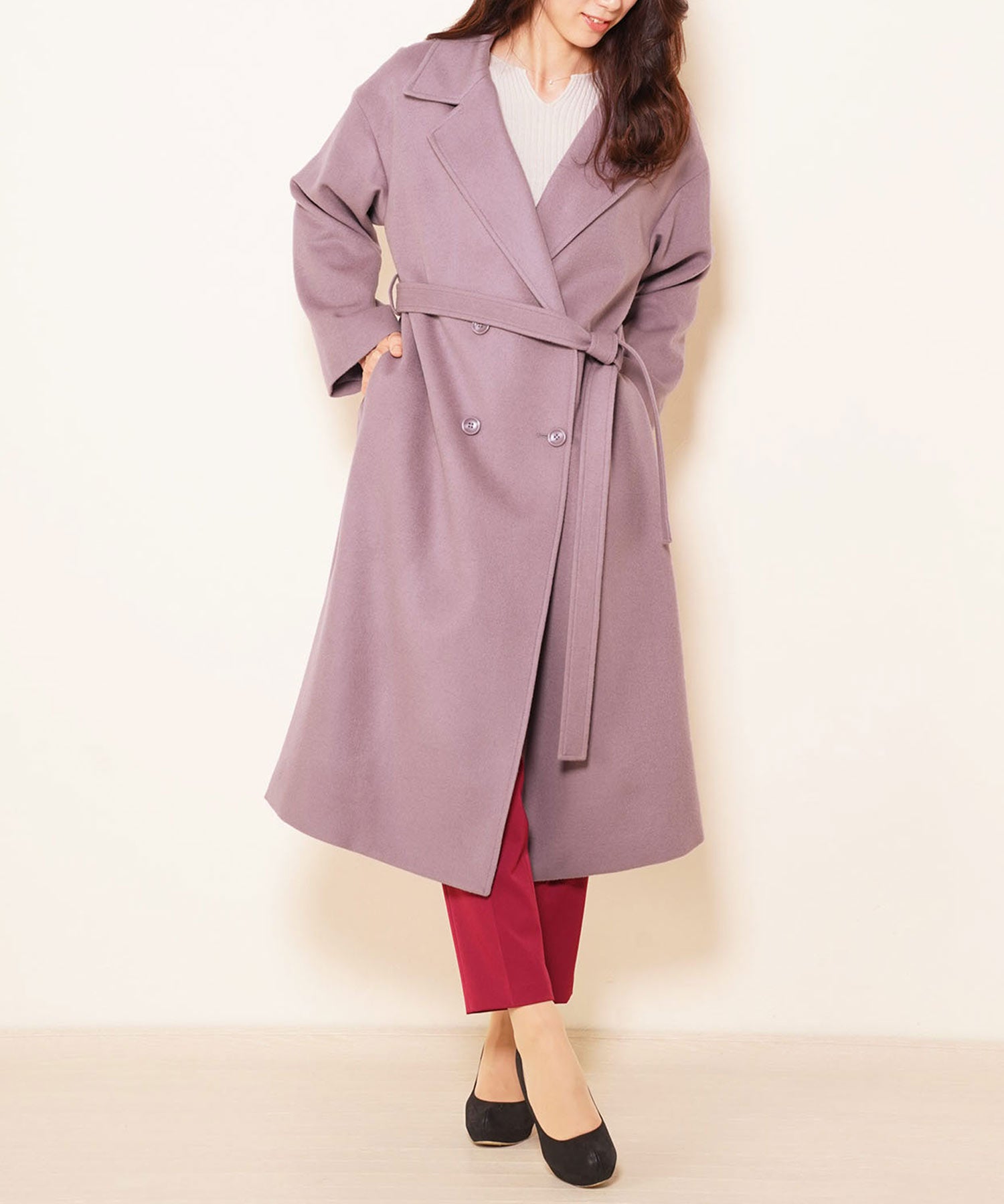 フィローモ Filomo [Filomo]カシミヤブレンドウールダブルチェスターコート,ライラック