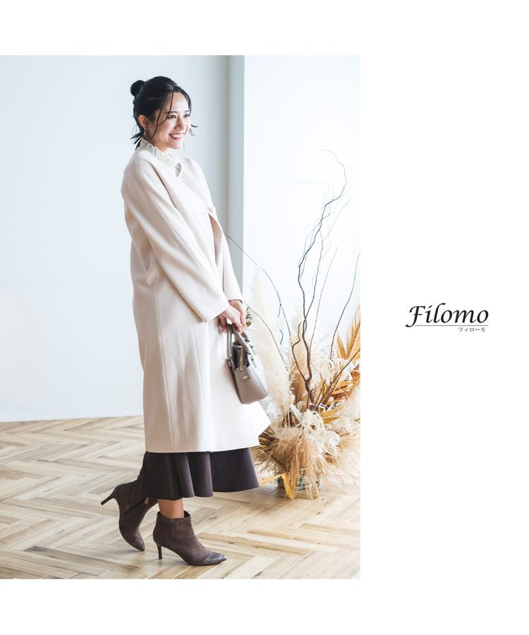 フィローモ Filomo [Filomo]ノーカラーコートロング カシミヤ&ウール