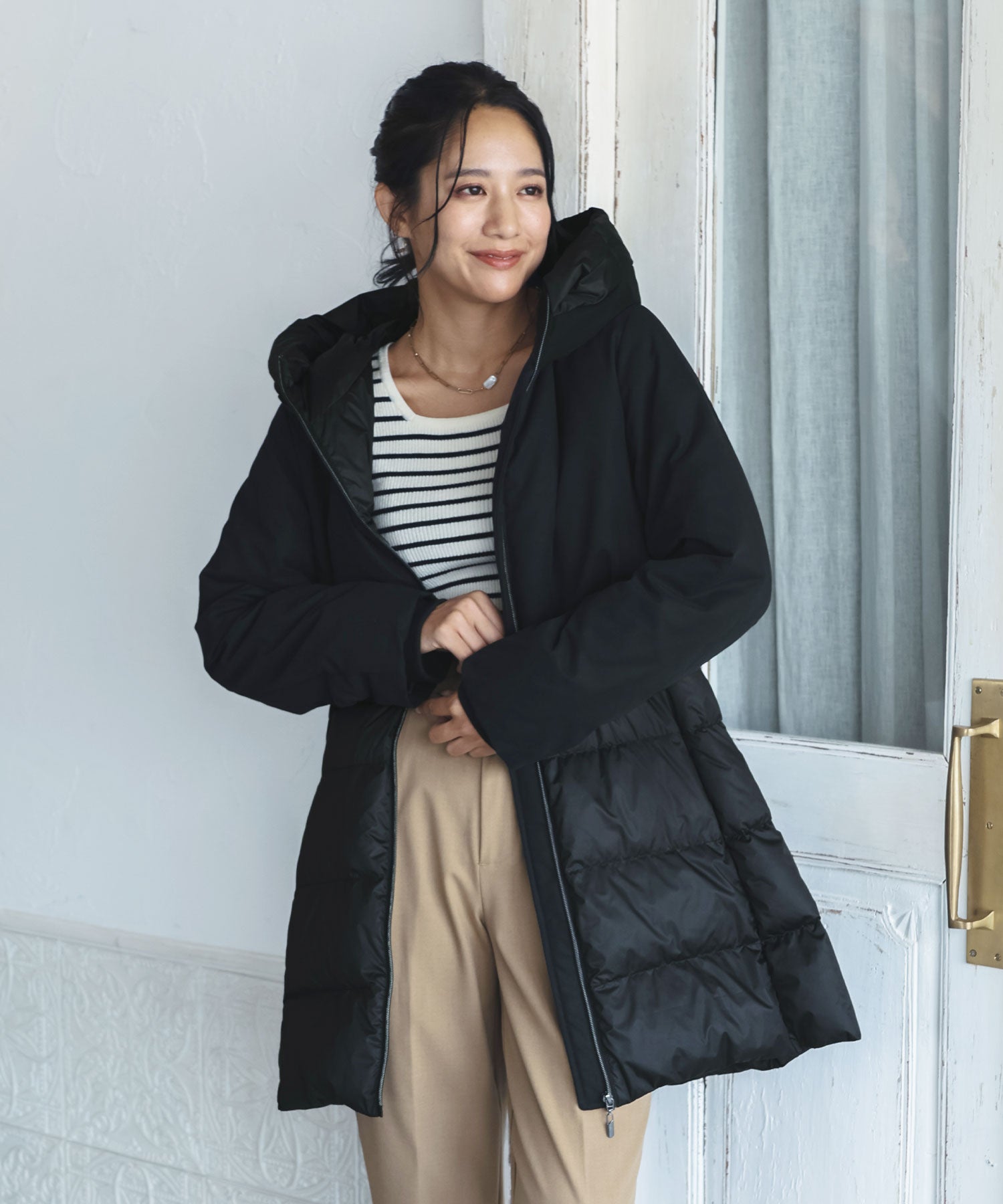 フィローモ Filomo [Filomo]ダウンコートアウタージャケット フード付き,ブラック