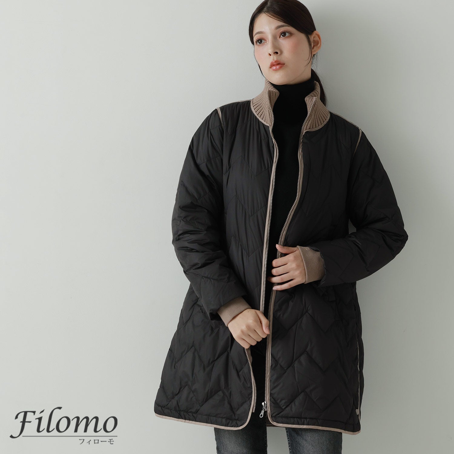 フィローモ Filomo [Filomo]ダウンコート大きいサイズゆったり （アイボリー） アイボリー