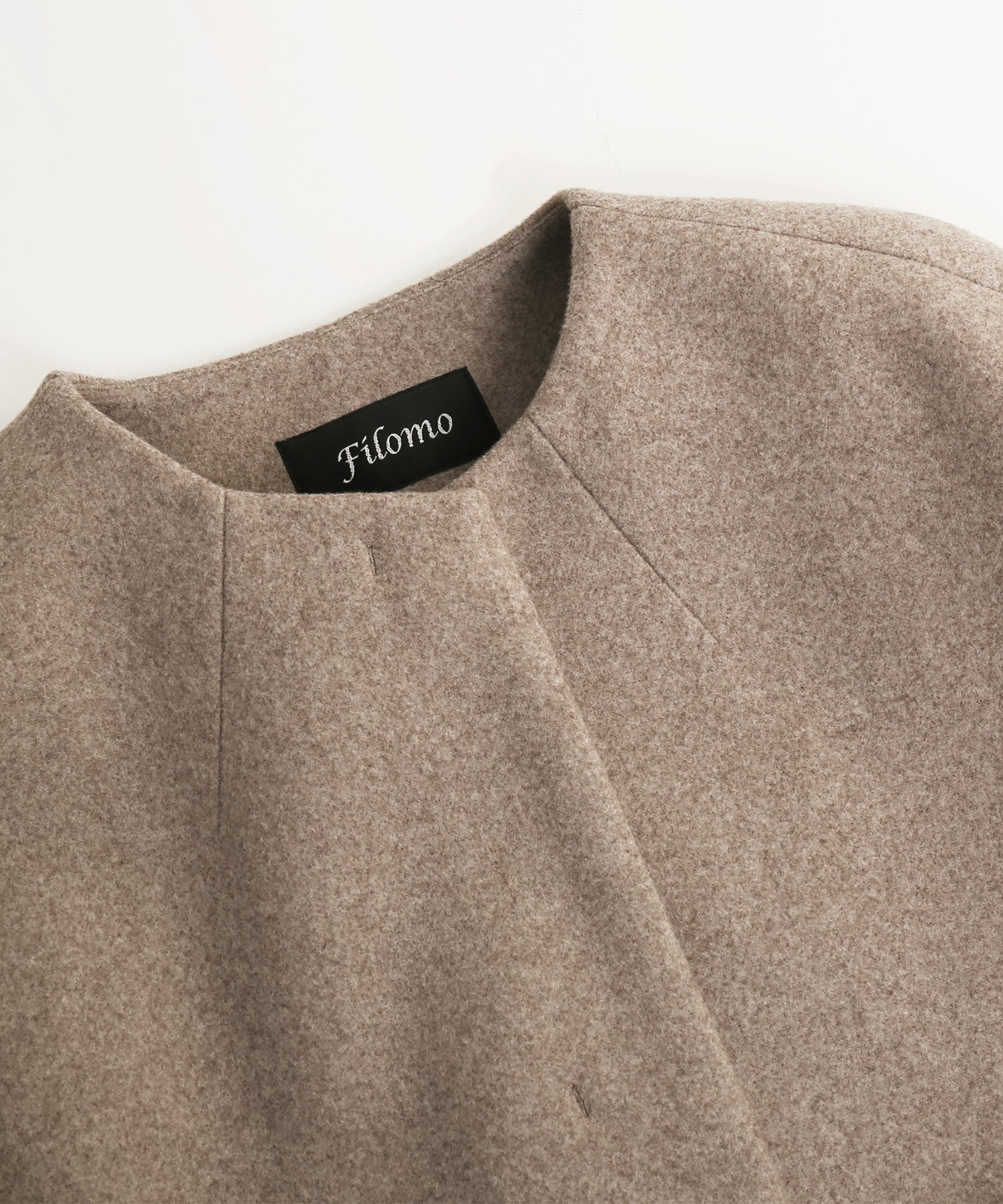 フィローモ Filomo [Filomo]ウールタッチノーカラーコートロング丈