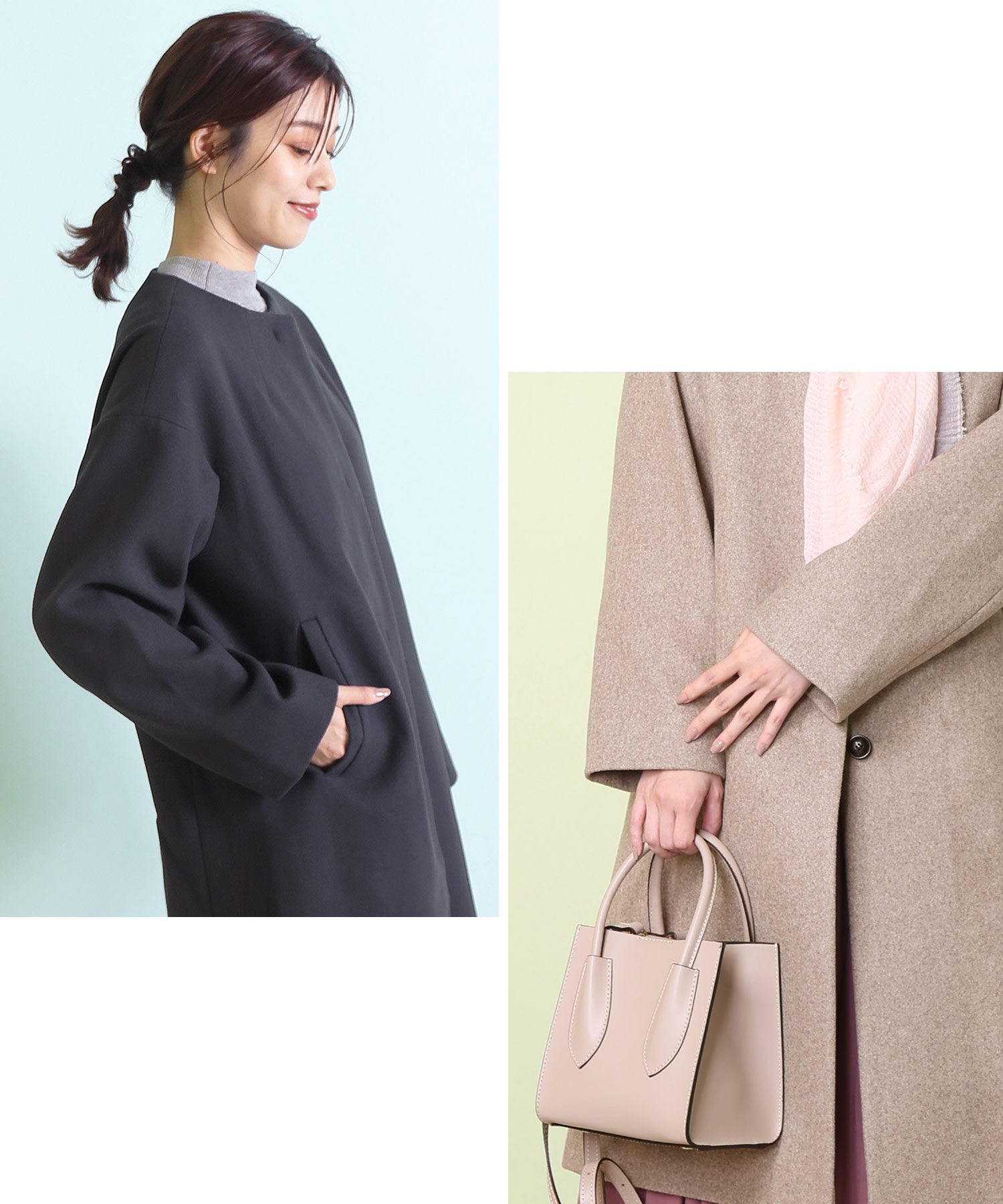 フィローモ Filomo [Filomo]ウールタッチノーカラーコートロング丈