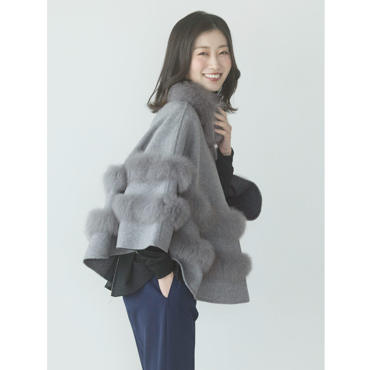 フィローモ Filomo [Filomo]カシミヤブレンドウールダブルフェイスケープ （モカ） モカ
