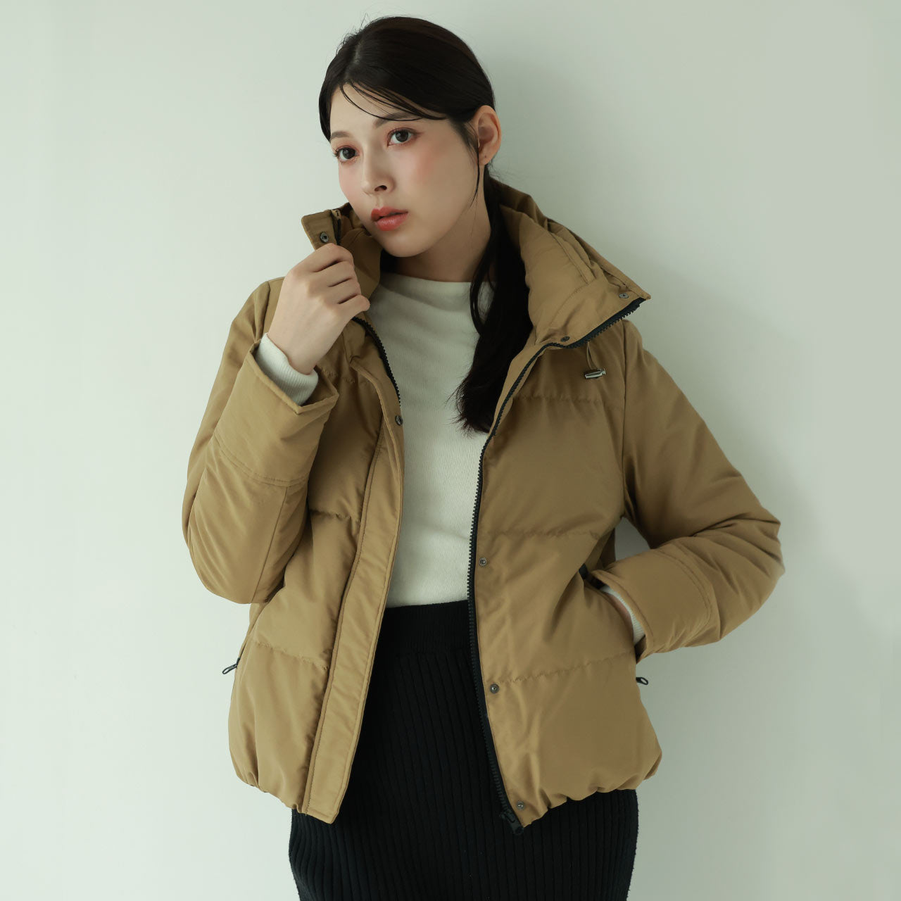 フィローモ Filomo []ダウン80%バックフレアデザインダウンジャケット （モカブラウン） モカブラウン