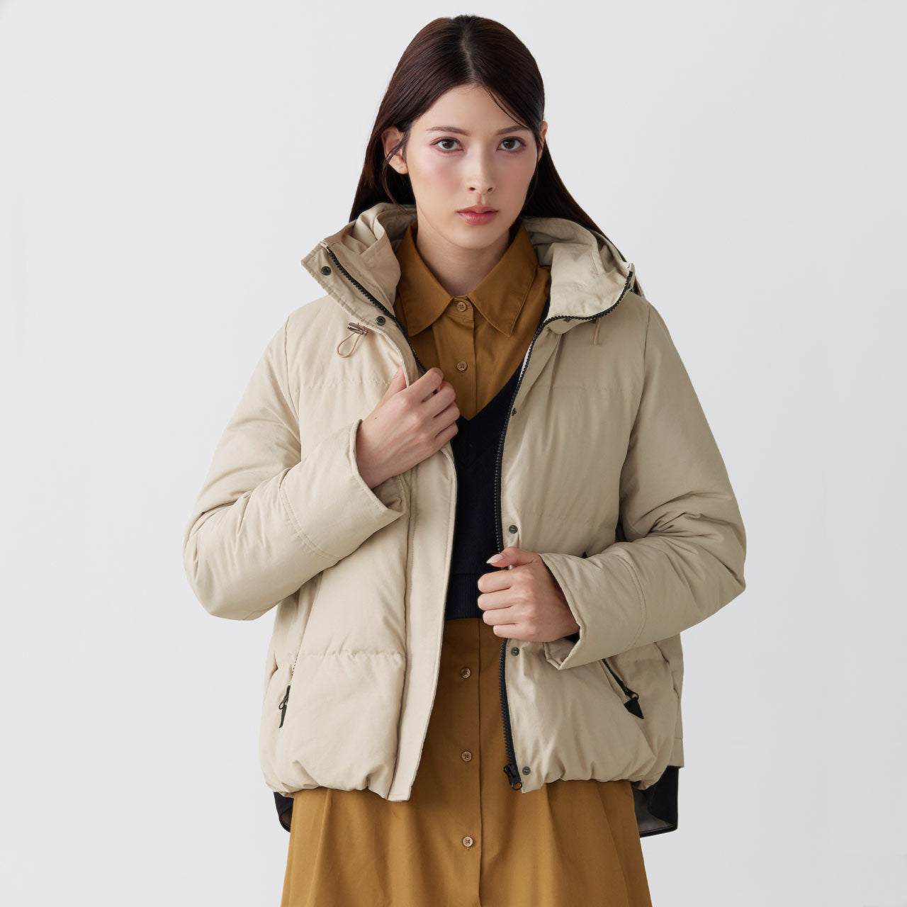 フィローモ Filomo []ダウン80%バックフレアデザインダウンジャケット （グレージュ） グレージュ