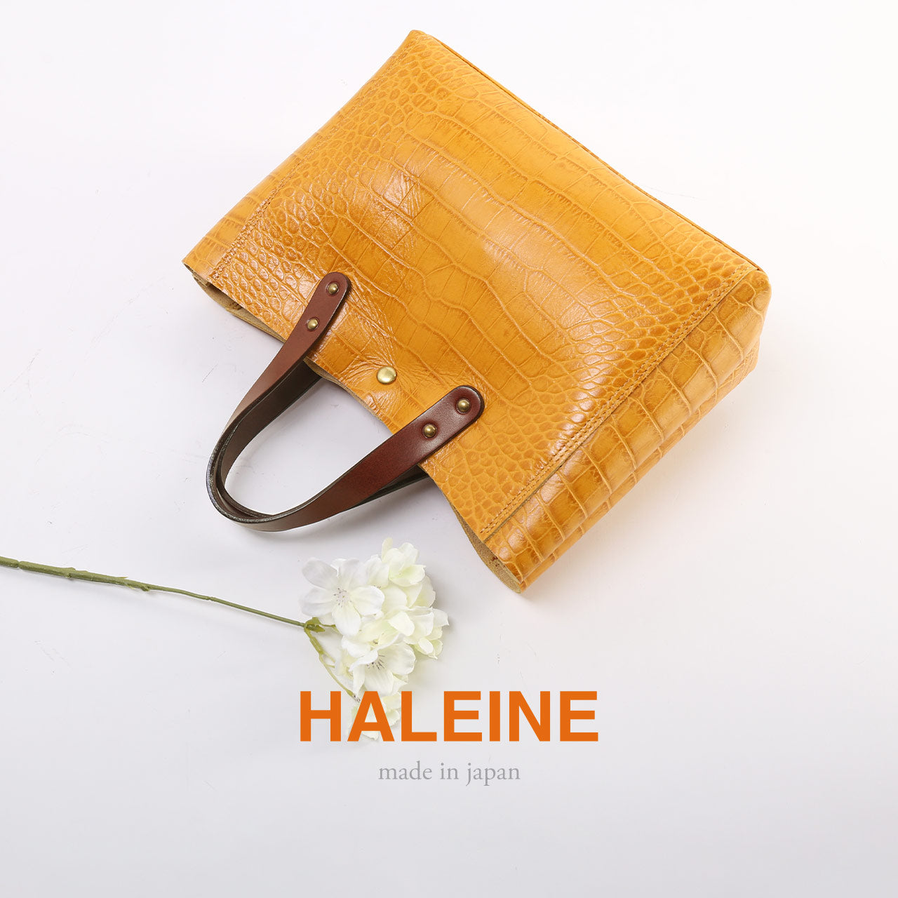 アレンヌ HALEINE [HALEINE]イタリアンクロコ型押しハンドバッグ日本製 （アンティークマスタード） アンティークマスタード