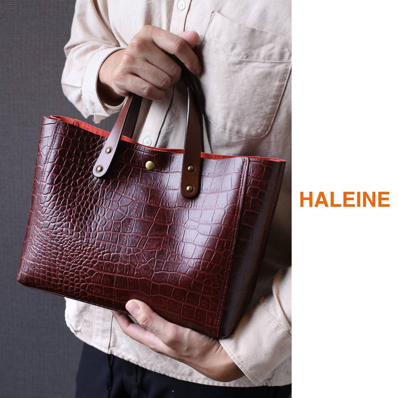 アレンヌ HALEINE [HALEINE]イタリアンクロコ型押しハンドバッグ日本製 （アンティークマスタード） アンティークマスタード