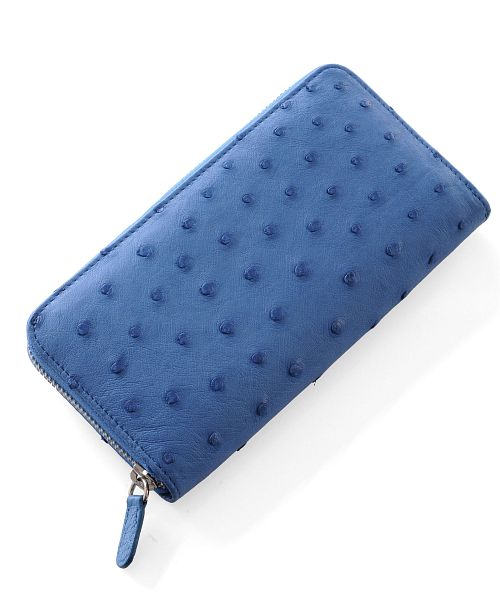 Arenne HALEINE [HALEINE] Ostrich Leather Round Long Wallet Full Point