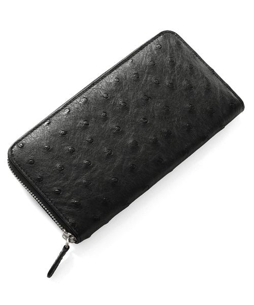 Arenne HALEINE [HALEINE] Ostrich Leather Round Long Wallet Full Point