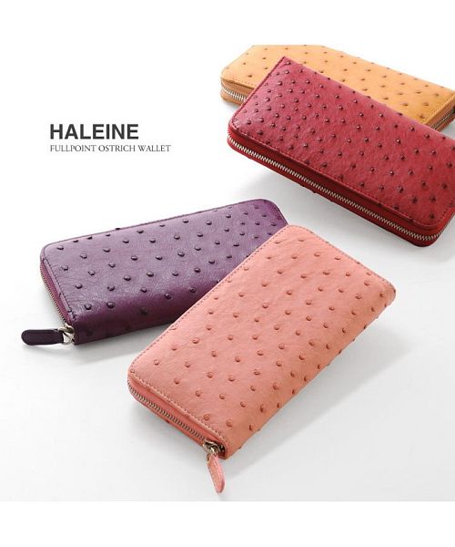 Arenne HALEINE [HALEINE] Ostrich Leather Round Long Wallet Full Point