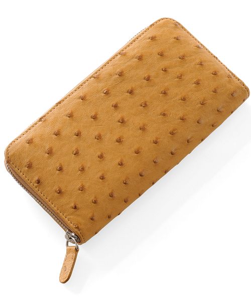 Arenne HALEINE [HALEINE] Ostrich Leather Round Long Wallet Full Point