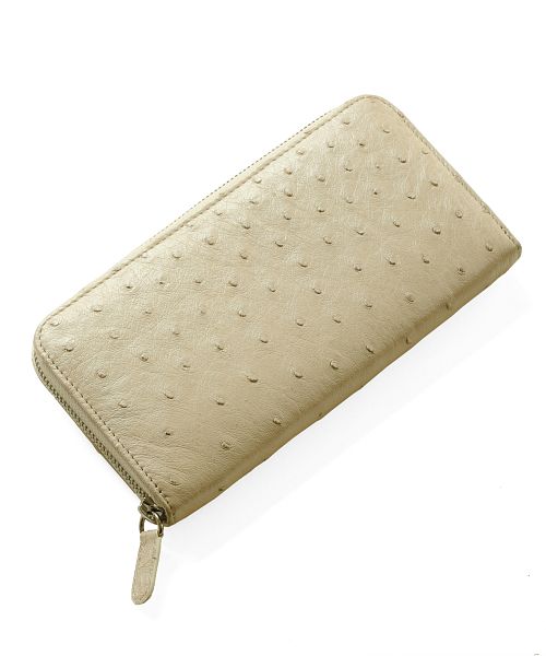 Arenne HALEINE [HALEINE] Ostrich Leather Round Long Wallet Full Point