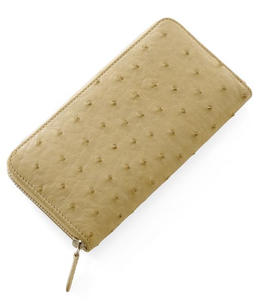 Arenne HALEINE [HALEINE] Ostrich Leather Round Long Wallet Full Point