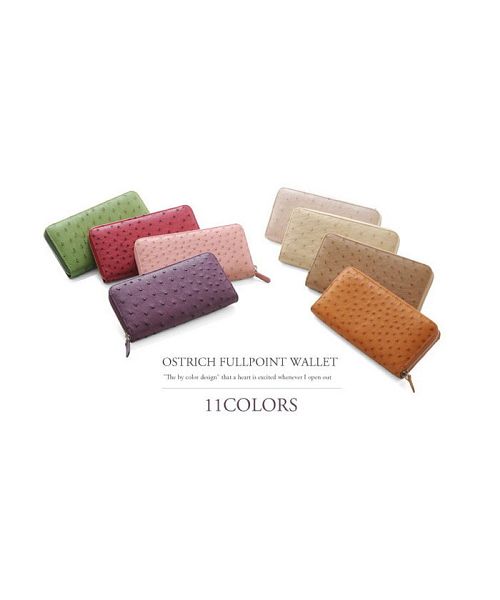 Arenne HALEINE [HALEINE] Ostrich Leather Round Long Wallet Full Point