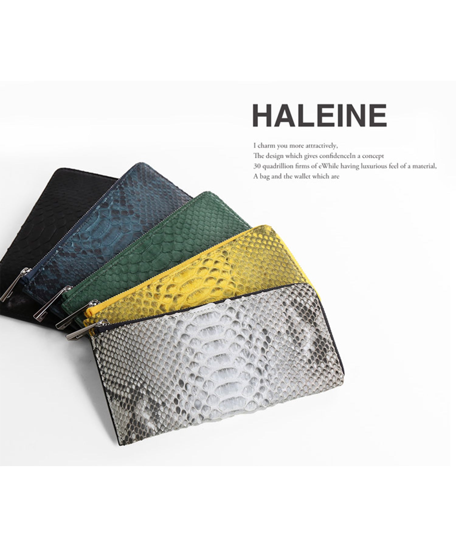 アレンヌ HALEINE [HALEINE]ダイヤモンドパイソンレザーL字ファスナー長財布
