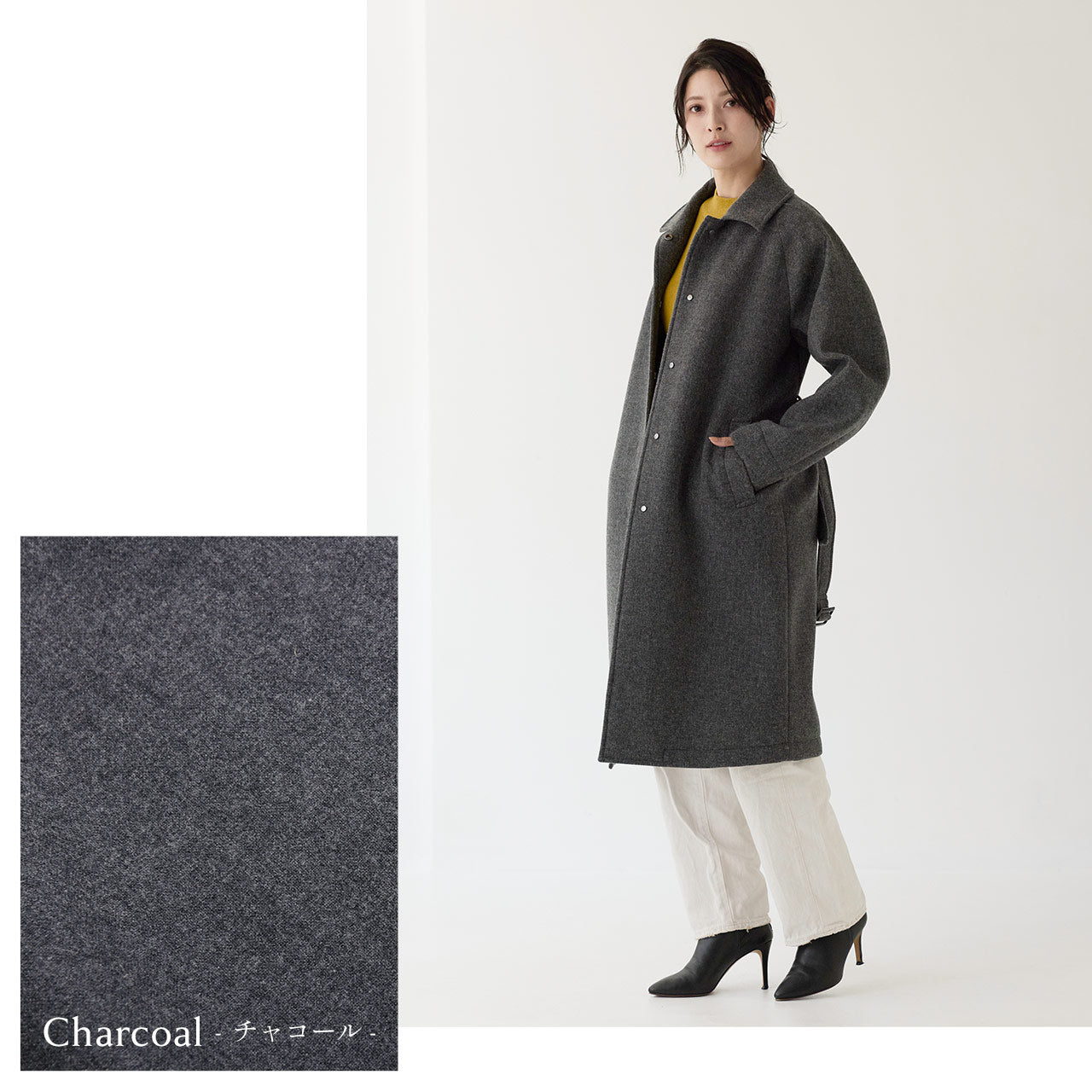 アレンヌ HALEINE [HALEINE] ステンカラーコート 尾州ウール 軽量 （ブラック） ブラック