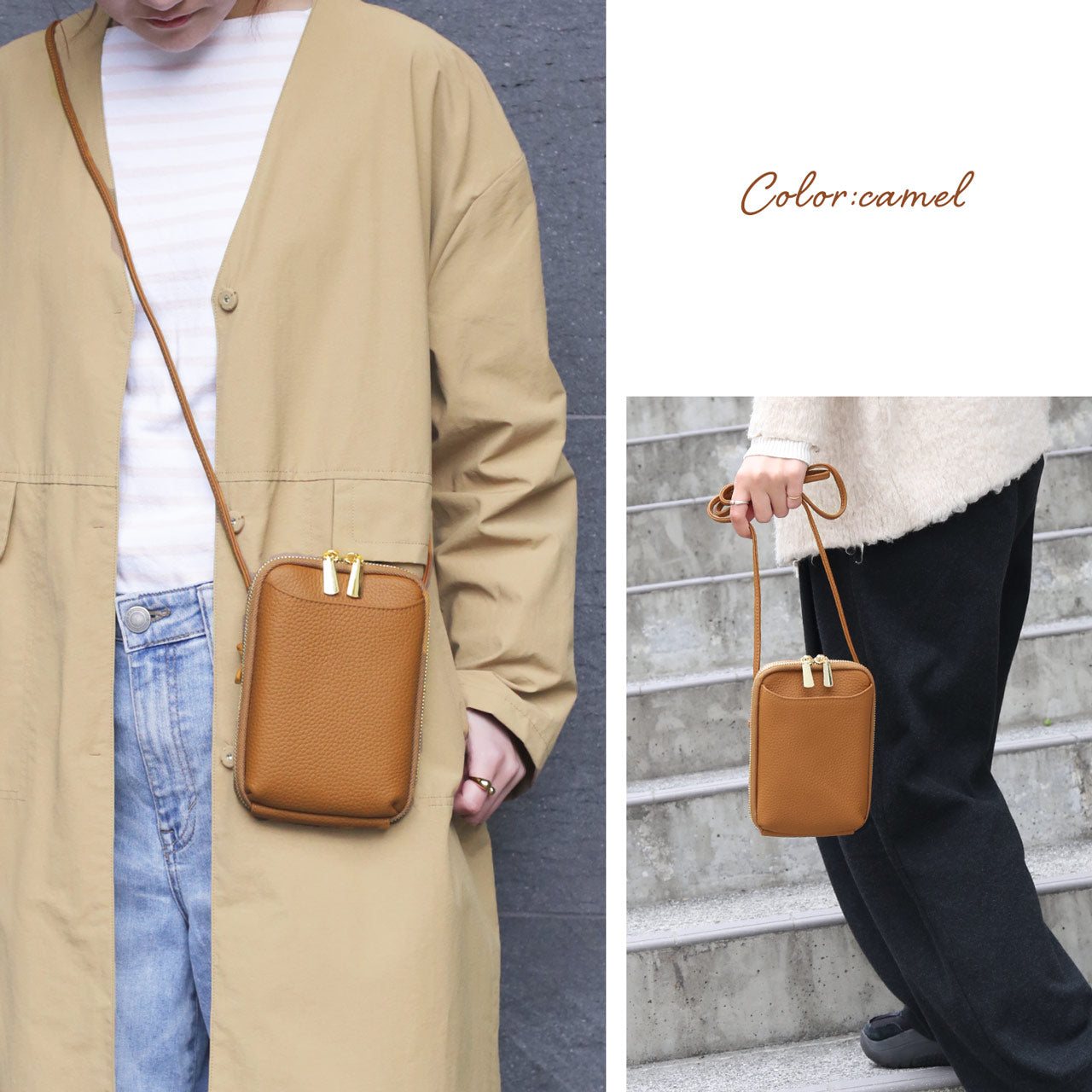 ミアボルサ Mia Borsa [Mia Borsa]本革レザースマホポーチ スマホショルダー （トープ） トープ