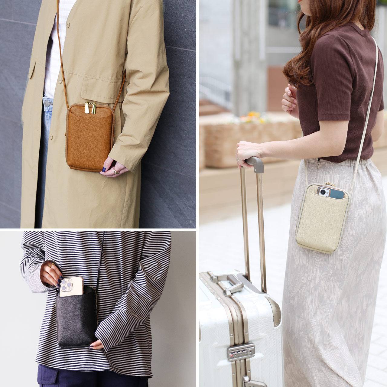 ミアボルサ Mia Borsa [Mia Borsa]本革レザースマホポーチ スマホショルダー （トープ） トープ