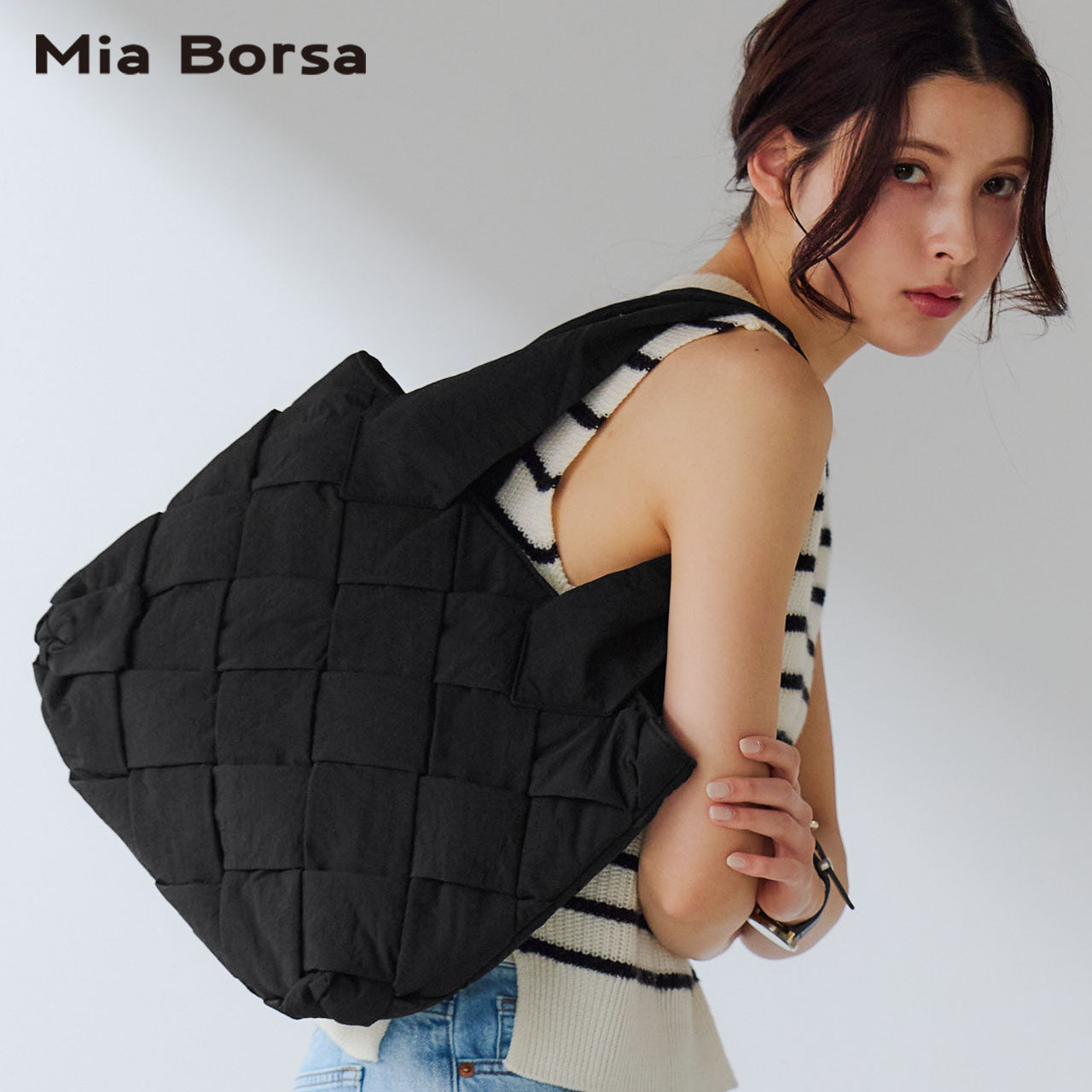 ミアボルサ Mia Borsa [Mia Borsa]ナイロンメッシュ ハンドバッグ （ブラック） ブラック