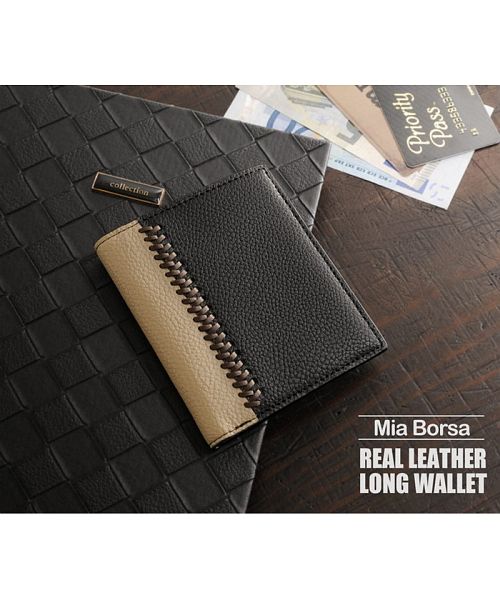 ミアボルサ Mia Borsa [Mia Borsa] 牛革レザー コンパクト 二つ折り財布 メンズ