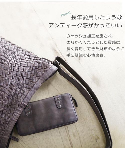 ミアボルサ Mia Borsa [Mia Borsa] 牛革レザーウォッシュ加工ラウンドファスナー長財布