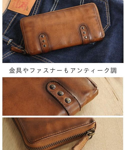 ミアボルサ Mia Borsa [Mia Borsa] 牛革レザーウォッシュ加工ラウンドファスナー長財布