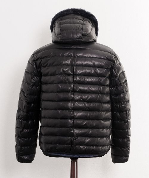 OLIVIERI [OLIVIERI] Lamb Leather Men's Down Jacket with Mouton Trim