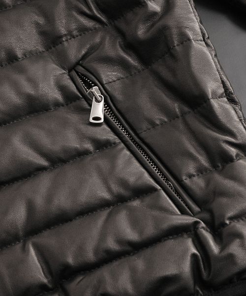 OLIVIERI [OLIVIERI] Lamb Leather Men's Down Jacket with Mouton Trim
