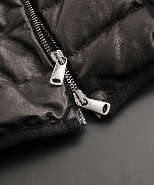OLIVIERI [OLIVIERI] Lamb Leather Men's Down Jacket with Mouton Trim