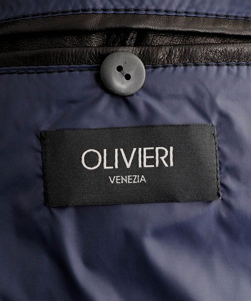 OLIVIERI [OLIVIERI] Lamb Leather Men's Down Jacket with Mouton Trim