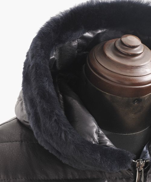 OLIVIERI [OLIVIERI] Lamb Leather Men's Down Jacket with Mouton Trim
