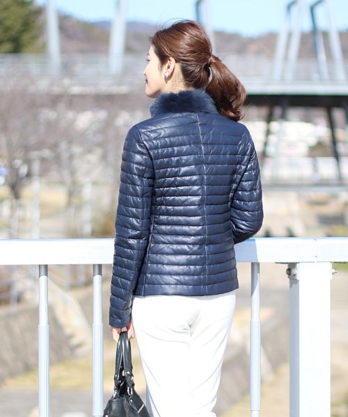 OLIVIERI [OLIVIERI] Down leather Jacket Lambskin Toscana Sheepskin Fur Collar Made in Italy / Women's