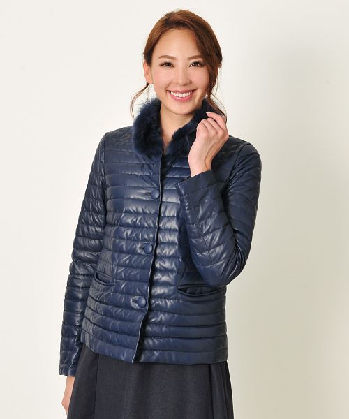 OLIVIERI [OLIVIERI] Down leather Jacket Lambskin Toscana Sheepskin Fur Collar Made in Italy / Women's