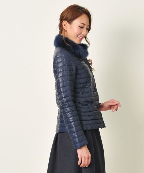 OLIVIERI [OLIVIERI] Down leather Jacket Lambskin Toscana Sheepskin Fur Collar Made in Italy / Women's
