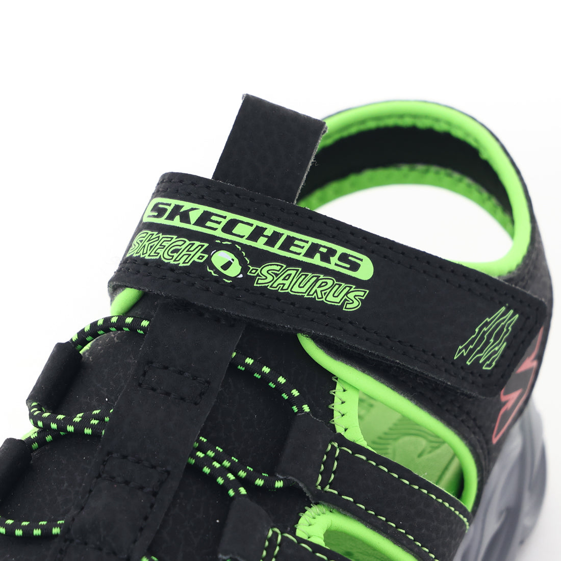 スケッチャーズ SKECHERS ジュニア キッズ 子供靴 男の子 サンダル Sライツ サーモフラッシュ ハイドロフレア 400613L 光る靴 恐竜 （ブラック/ライム） ブラック/ライム