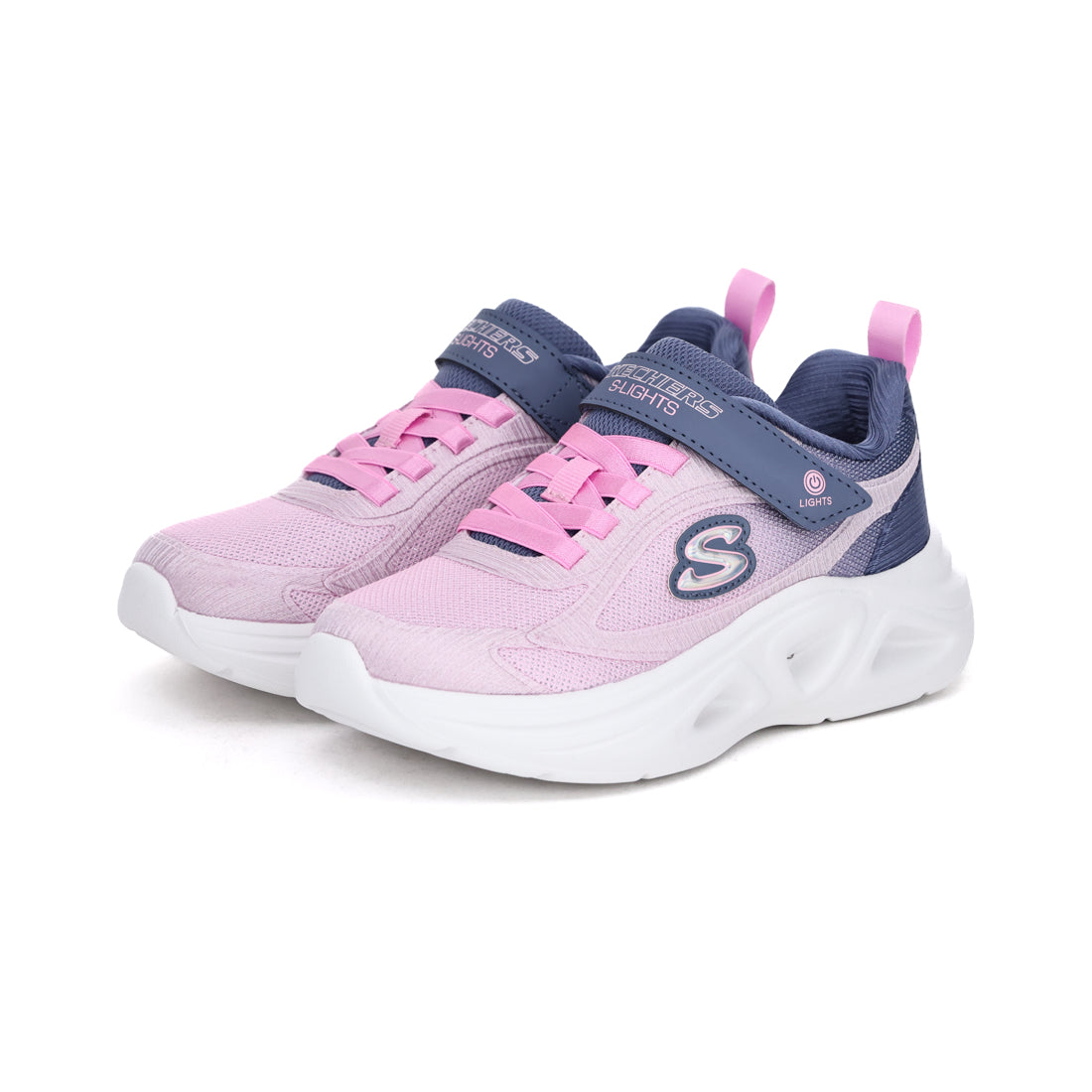 スケッチャーズ SKECHERS スケッチャーズ SKECHERS キッズ ジュニア スニーカー Sライツケッチャーズ ソラ グロー 2.0 ダズル ステップス 303729L 光る靴 子供靴 女の子 マジックテープ かわいい （グレー/ピンク） グレー/ピンク