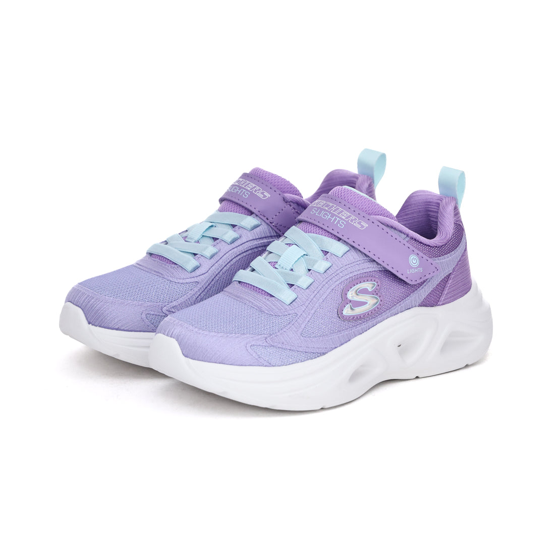 スケッチャーズ SKECHERS スケッチャーズ SKECHERS キッズ ジュニア スニーカー Sライツケッチャーズ ソラ グロー 2.0 ダズル ステップス 303729L 光る靴 子供靴 女の子 マジックテープ かわいい （ラベンダー/アクア） ラベンダー/アクア