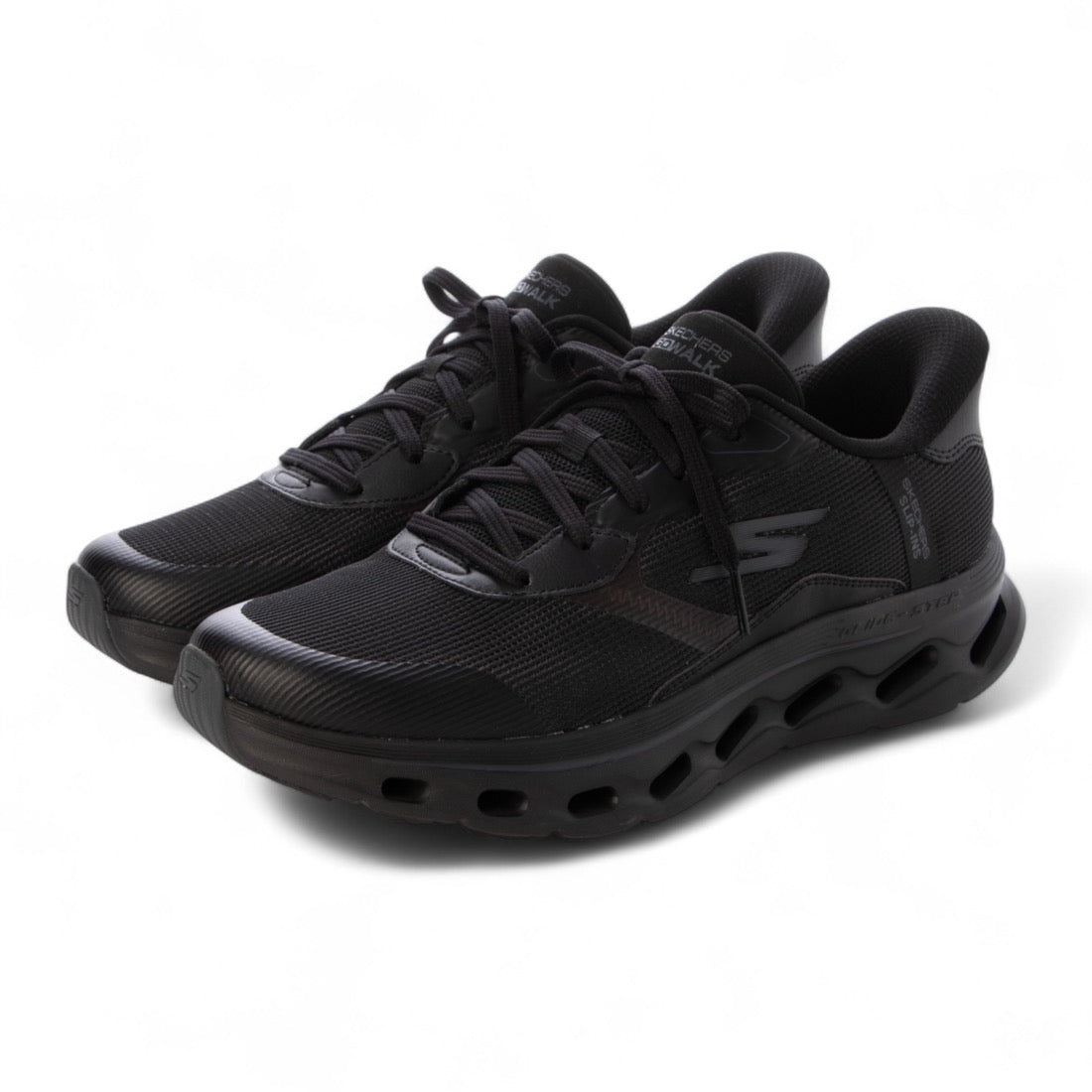 スケッチャーズ SKECHERS SLIP-INS: GO WALK GLIDE-STEP 2.0 - ZAC（スリップインズ：ゴーウォーク グライドステップ 2.0 - ザック）バンジーレーススニーカー 216660 （ブラック/ブラック） ブラック/ブラック