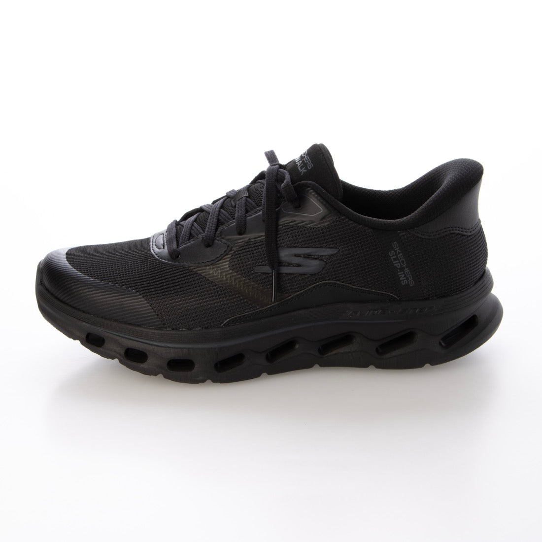 スケッチャーズ SKECHERS SLIP-INS: GO WALK GLIDE-STEP 2.0 - ZAC（スリップインズ：ゴーウォーク グライドステップ 2.0 - ザック）バンジーレーススニーカー 216660 （ブラック/ブラック） ブラック/ブラック