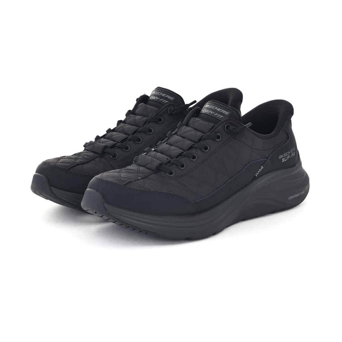 スケッチャーズ SKECHERS メンズ スニーカー スリッポン スリップインズ コンツアーフォーム コージーフィット 232619 ハンズフリー （ブラック） ブラック