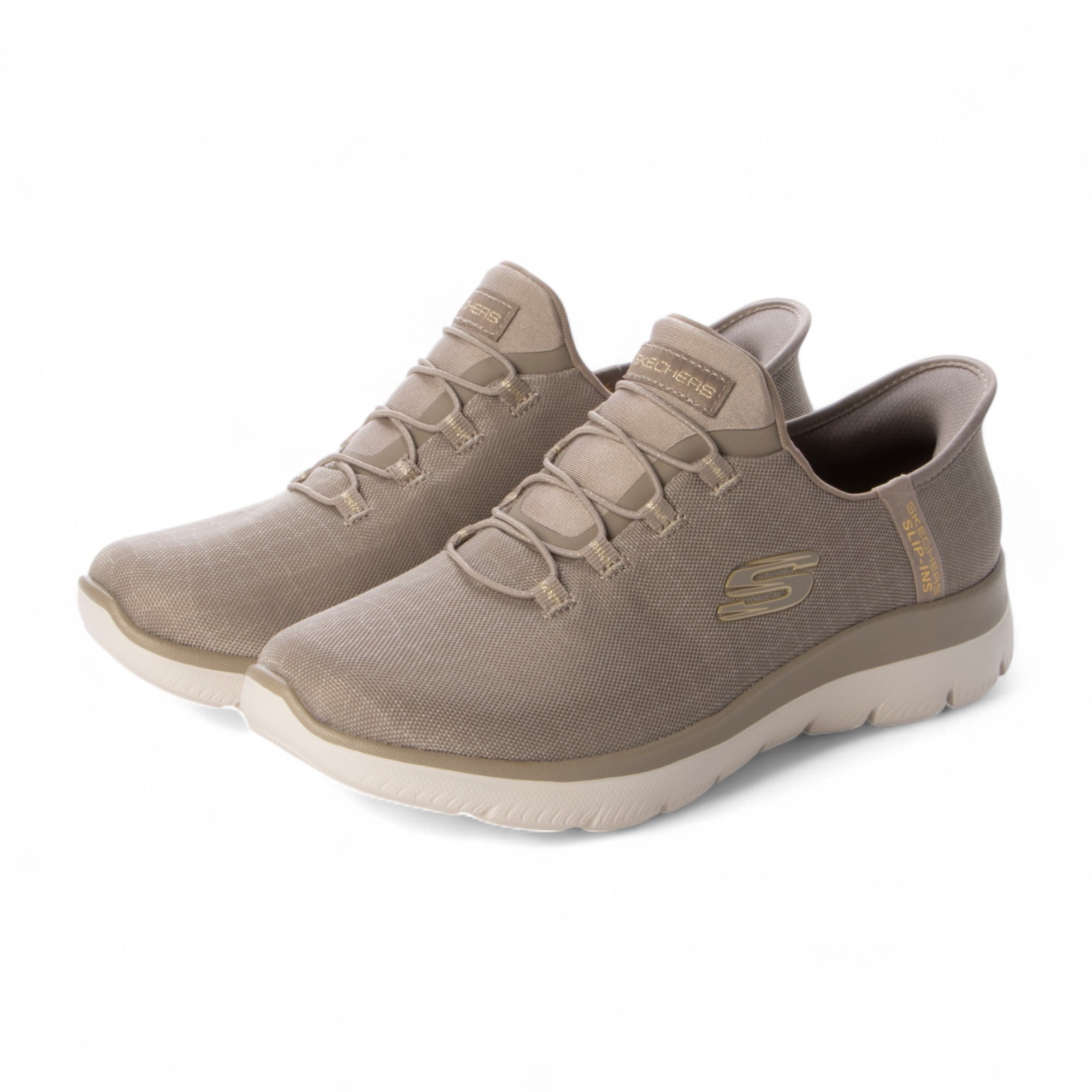スケッチャーズ SKECHERS SLIP-INS:SUMMITS - CLASSY NIGHT（スリップインズ：サミッツ - クラッシーナイト）スリッポンスニーカー ワイドフィット 150128W （トープ/ゴールド） トープ/ゴールド