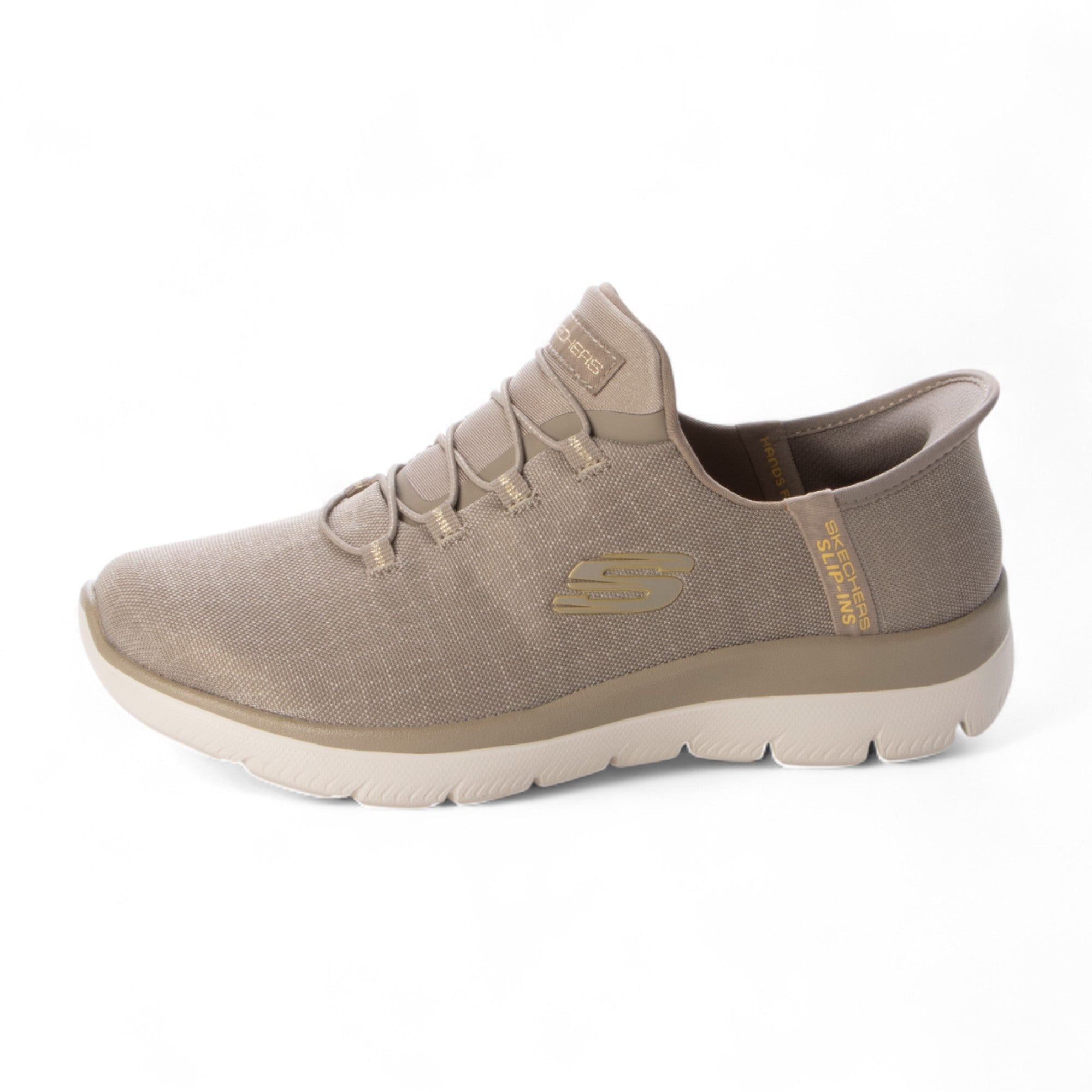 スケッチャーズ SKECHERS SLIP-INS:SUMMITS - CLASSY NIGHT（スリップインズ：サミッツ - クラッシーナイト）スリッポンスニーカー ワイドフィット 150128W （トープ/ゴールド） トープ/ゴールド
