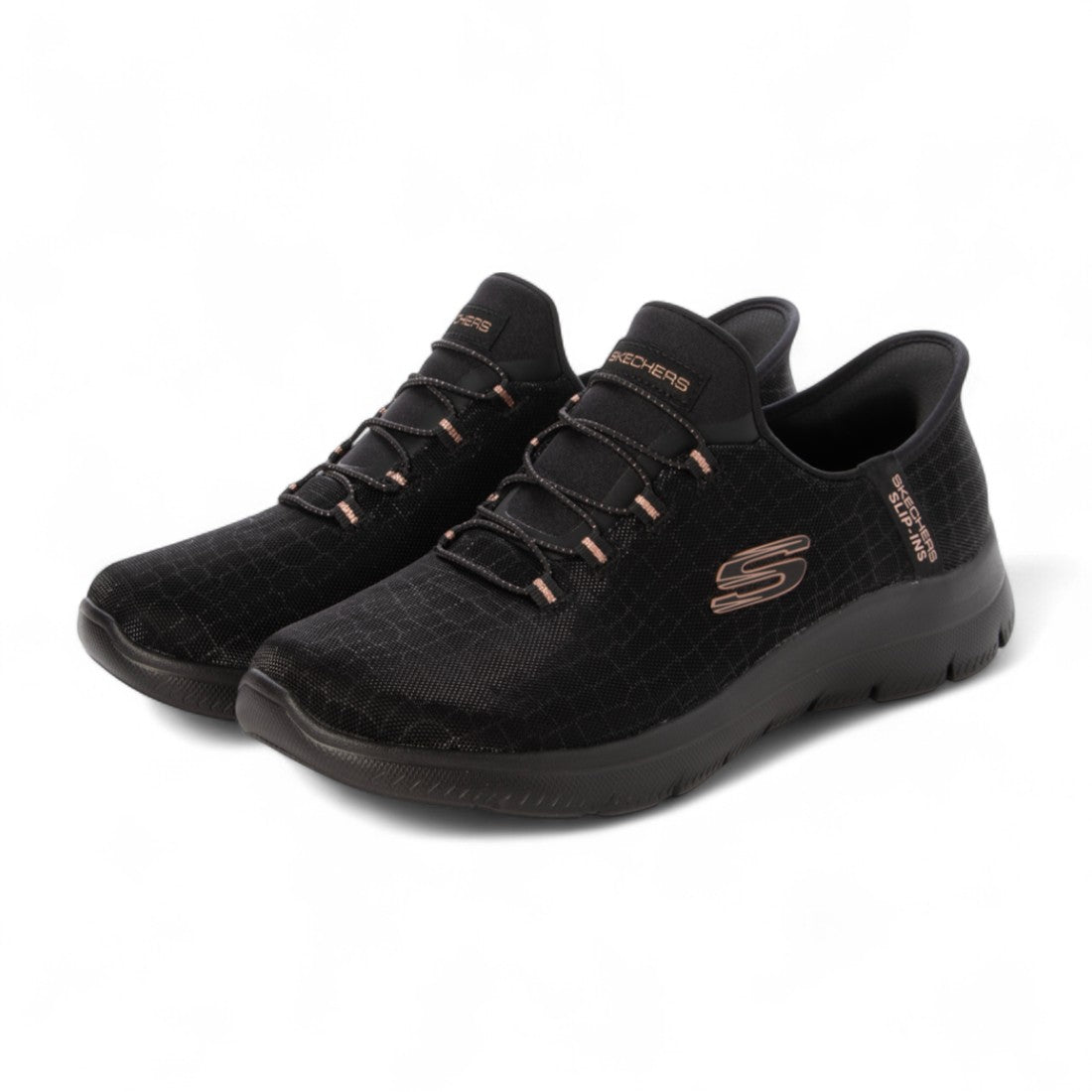 スケッチャーズ SKECHERS SLIP-INS:SUMMITS - CLASSY NIGHT（スリップインズ：サミッツ - クラッシーナイト）スリッポンスニーカー ワイドフィット 150128W （ブラック/ゴールド） ブラック/ゴールド